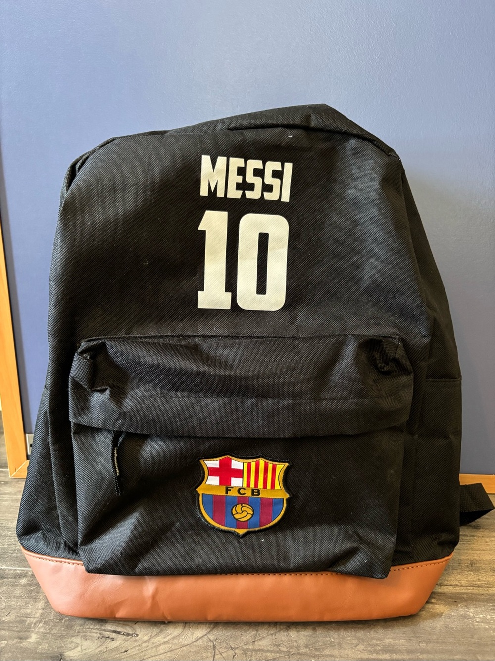 FC Barcelona Messi #10 Black Offical Backpack with Brown Base